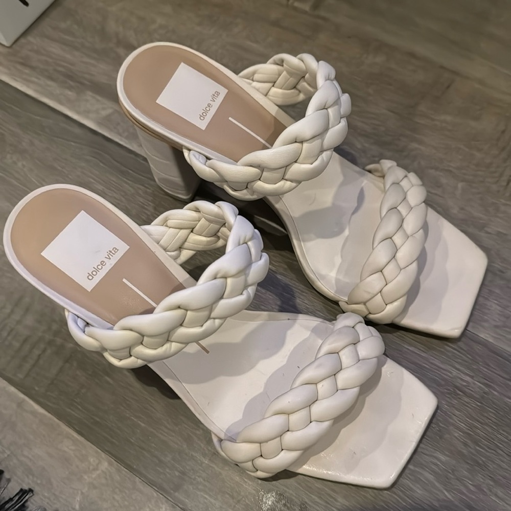 Cream Dolce Vita braided heels